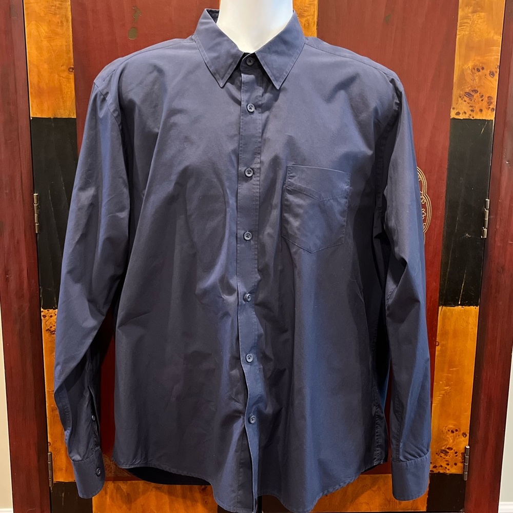 UNTUCKit Mens Long Sleeve Button Down Shirt X-Large Blue Pocket